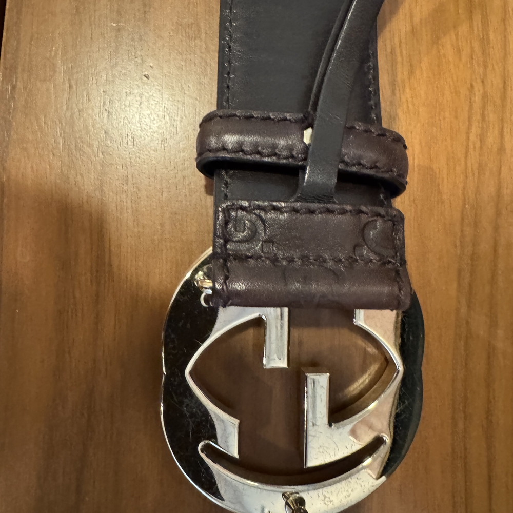 Gucci Brown Leather Belt with Gold Logo Buckle - Picture 6 of 9